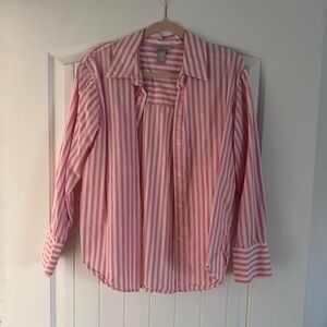 H&M button down pink & white size S